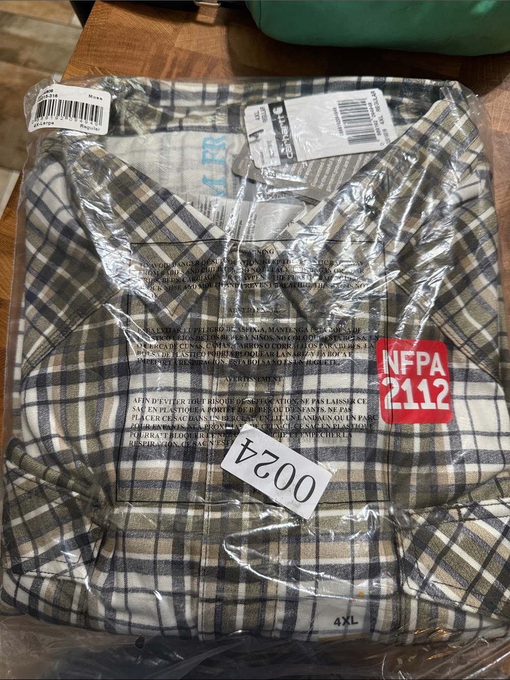 Men's Carhartt fr Plaid Button-Up Shirt - Olive & Black
